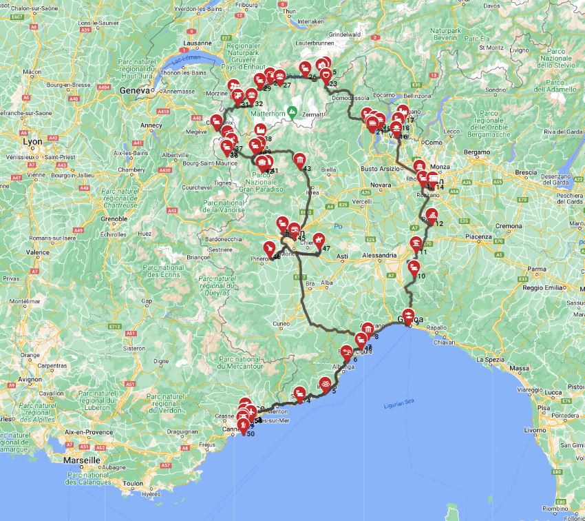 Nice Roundtrip - French Riviera toward North Italy Switzerland and the French Alps